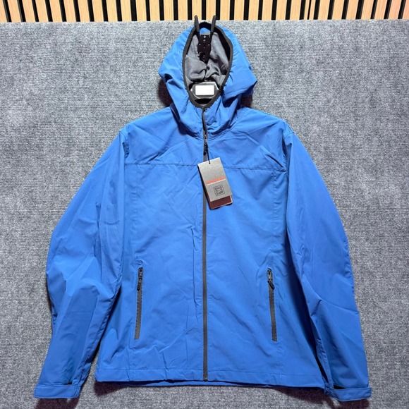 Hawke & Co Mens Windbreaker Jacket Large Light Blue Performance Pro Hoodie